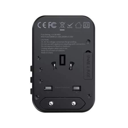 Choetech Universal 65W PD GaN Travel Charging Adapter With 2 USB-C Ports - Black 7 Choetech Universal 65W PD GaN Travel Charging Adapter With 2 USB-C Ports - Black - Image 5