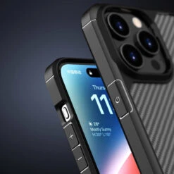 Olixar Black Carbon Fibre Case - For IPhone 15 Pro -OtterBox Store e 210