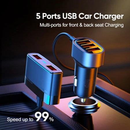 Joyroom 6.2A Smart Car Charger With 5 USB Ports - Black 8 Joyroom 6.2A Smart Car Charger With 5 USB Ports - Black - Image 6